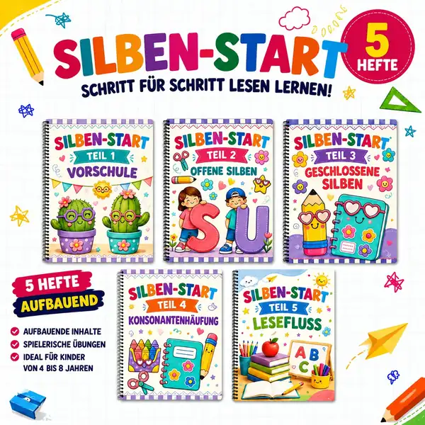 Silben-Start — 5 Hefte, Schritt für Schritt lesen lernen